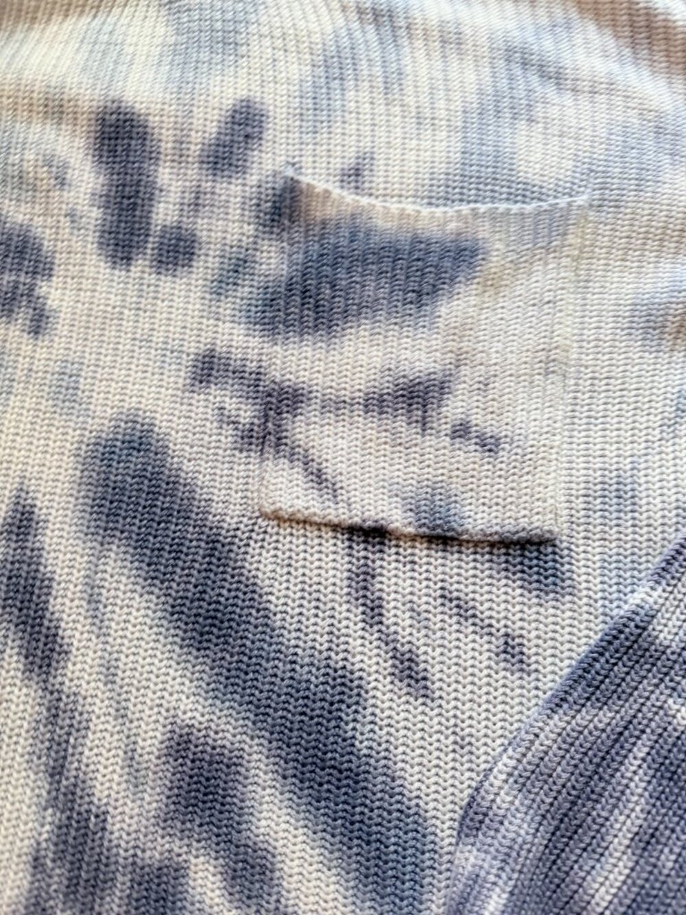 Size M Belle by Belldini Blue Tie Dye Ribbed Knit Pocket Sweater - Picture 2 of 5